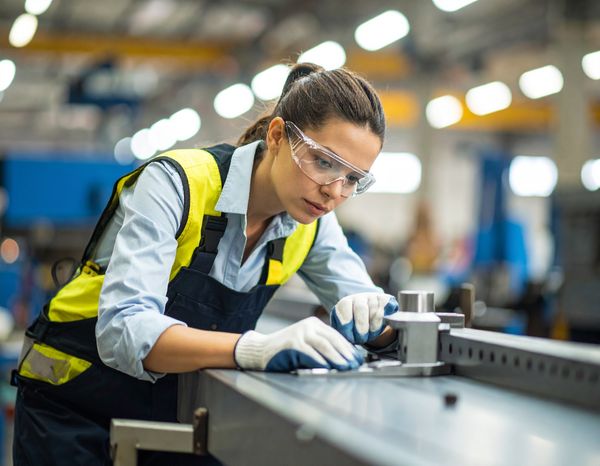 Präzisionsarbeit an Metallmaschine.